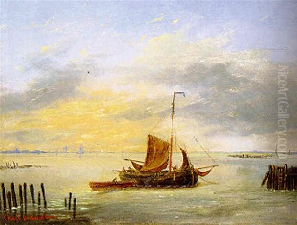 Marine Oil Painting by Louis Verboeckhoven the Younger