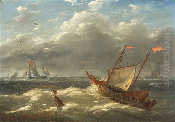 Seascape Oil Painting by Louis Charles Verboeckhoven