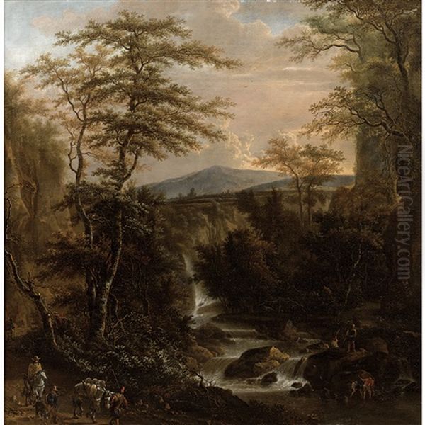 Paysage A La Cascade Oil Painting by Adriaen Hendricksz. Verboom