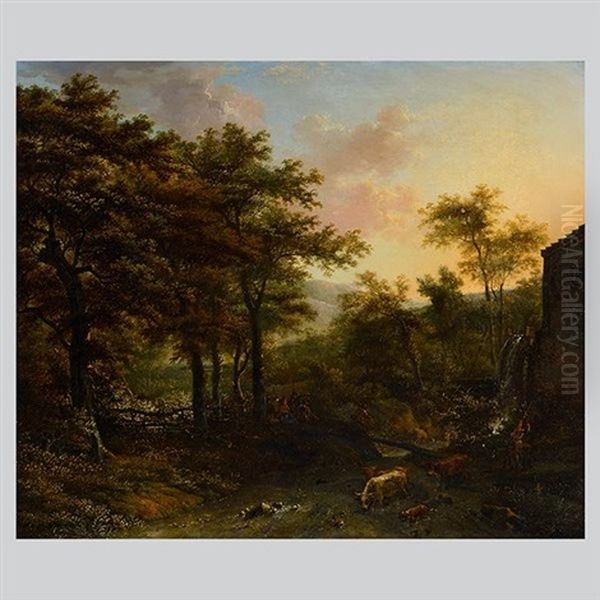 Wooded Landscape And Animals Oil Painting by Adriaen Hendricksz. Verboom