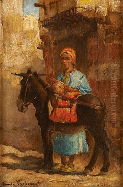 Le Marchand Et Son Ane Oil Painting by Emile Verbrugge