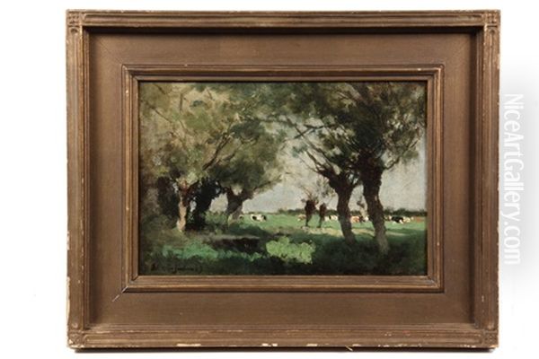 Cows In Field Oil Painting by Emile Verbrugge