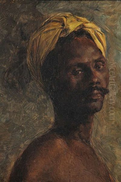 Portrait D'un Homme Oriental (javanais?) Oil Painting by Emile Verbrugge