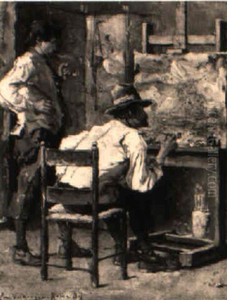 Im Atelier Des Kunstlers Oil Painting by Emile Verbrugge