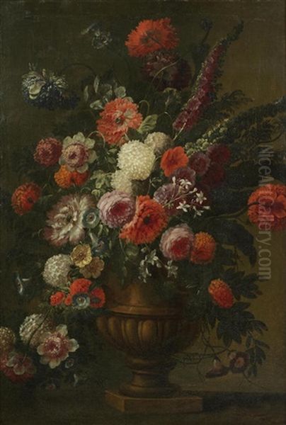 Still Life Of Flowers In An Urn Oil Painting by Gaspar Pieter Verbrueggen the Elder