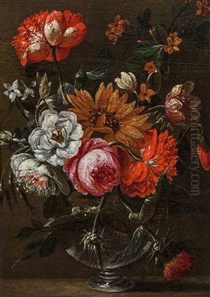 Flowers In A Glass Vase by Gaspar Pieter Verbruggen the Younger