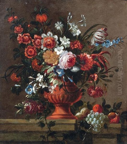 Bouquet De Fleurs Dans Un Vase Sur Un Entablement Oil Painting by Gaspar Pieter Verbruggen the Younger