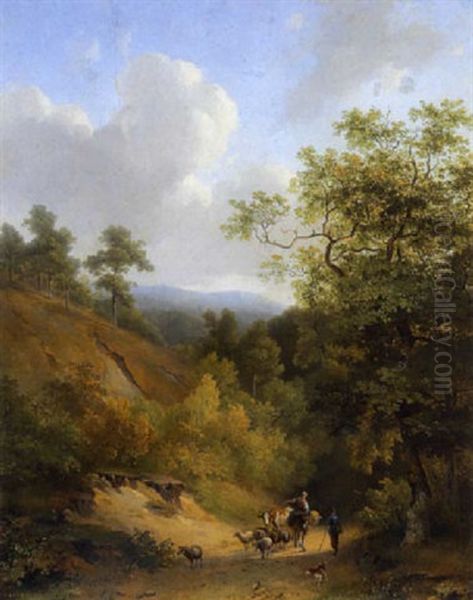 Begegnung Im Hohlweg Oil Painting by Cornelis Gerrit Verburgh