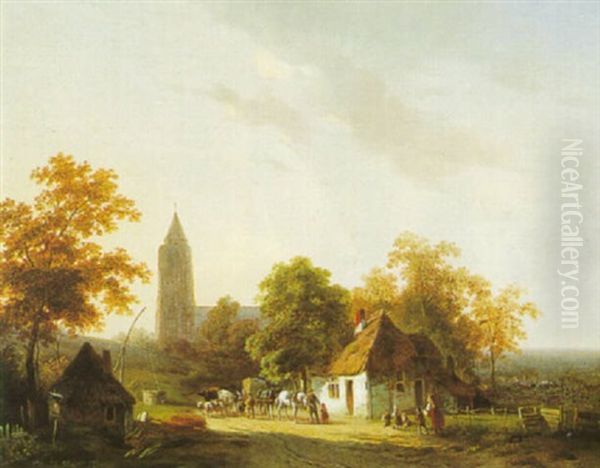 Outside The Village by Cornelis Gerrit Verburgh