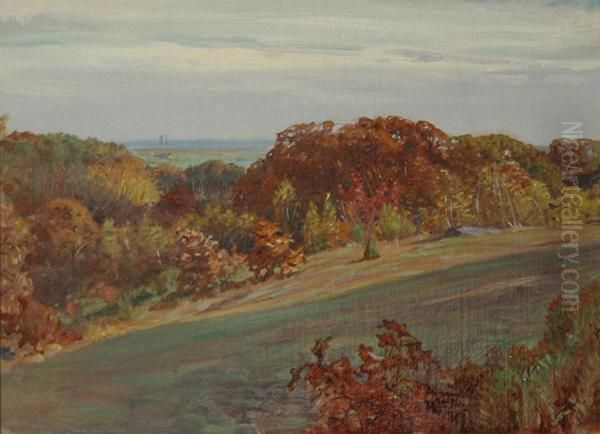 Hillside In Autumn Oil Painting by Anna Richards Brewster