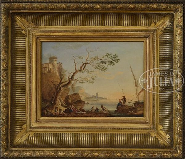 Mediterranean Landscape Oil Painting by Claude-Joseph Verdat