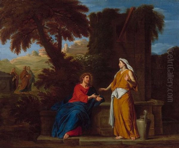 Le Christ Et La Samaritaine Oil Painting by Francois (Van Hamken) Verdier