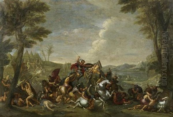 Alexanderschlacht Oil Painting by Francois (Van Hamken) Verdier