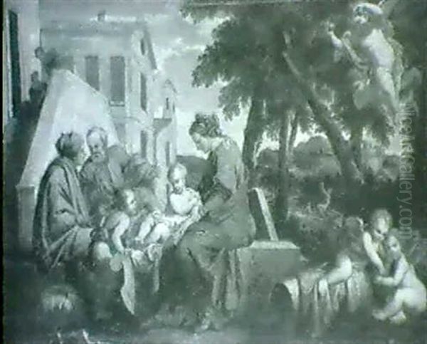 Sainte Famille Dans Un Paysage Classique Oil Painting by Francois (Van Hamken) Verdier