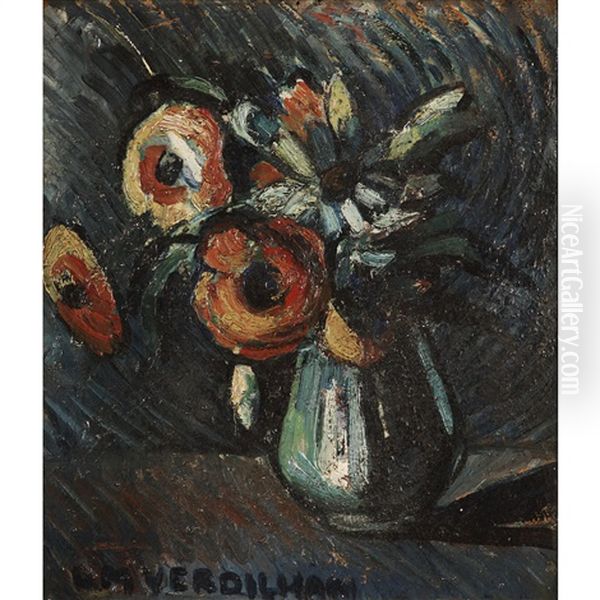 Bouquet De Fleurs Oil Painting by Louis Mathieu Verdilhan