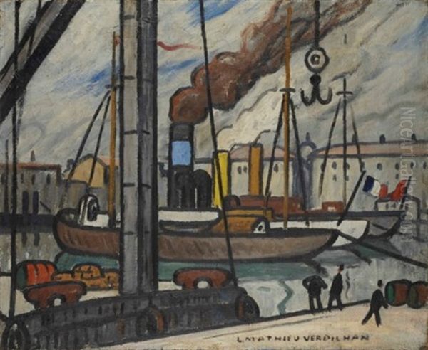 Vue Du Port De Marseille Oil Painting by Louis Mathieu Verdilhan