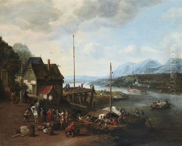 Le Chargement D'un Bateau Oil Painting by Adriaen Verdoel