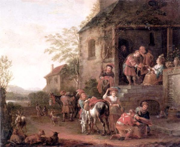 Jacob Stealing Esau's Blessing From Isaac Oil Painting by Adriaen Verdoel