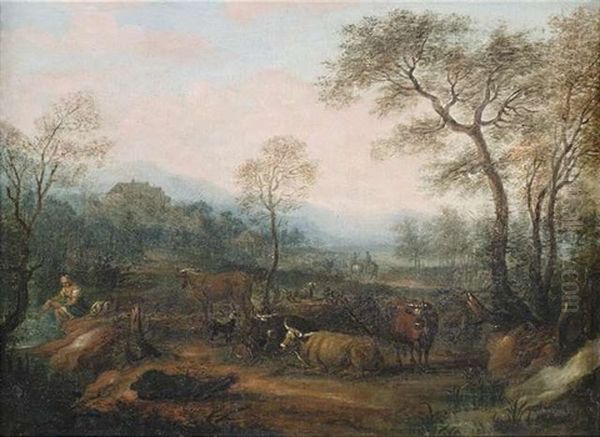 Weite Berglandschaft Mit Hirten Und Vieh Oil Painting by Cornelis Verdonck