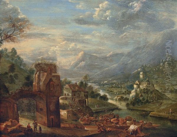 Panoramic View Of A River Valley Oil Painting by Cornelis Verdonck