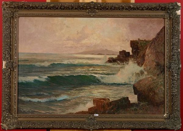 Bord De Mer Aux Rochers Oil Painting by Ricardo Verdugo Landi