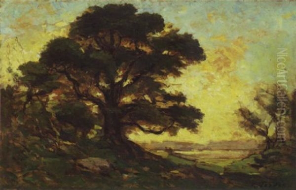 Summer Landscape With Shade Tree Oil Painting by Raymond Jean Verdun