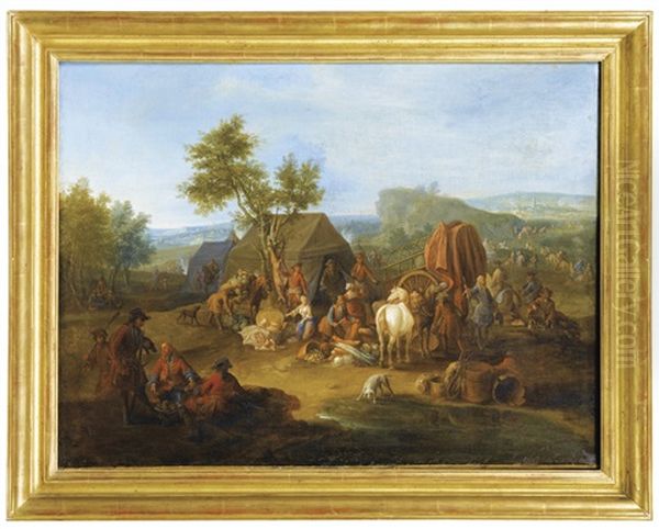 Scene De Ravitaillement Dans Un Campement Militaire Oil Painting by Jan Peeter Verdussen