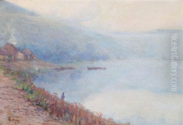 Brouillard Sur La Meuse/cloor Oil Painting by Eugene Verdyen