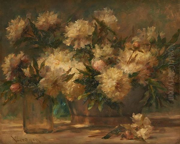 Les Pivoines Blanches Oil Painting by Eugene Verdyen