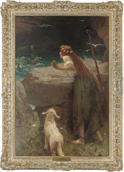 The Shepherdess Oil Painting by Edward Frederick Brewtnall