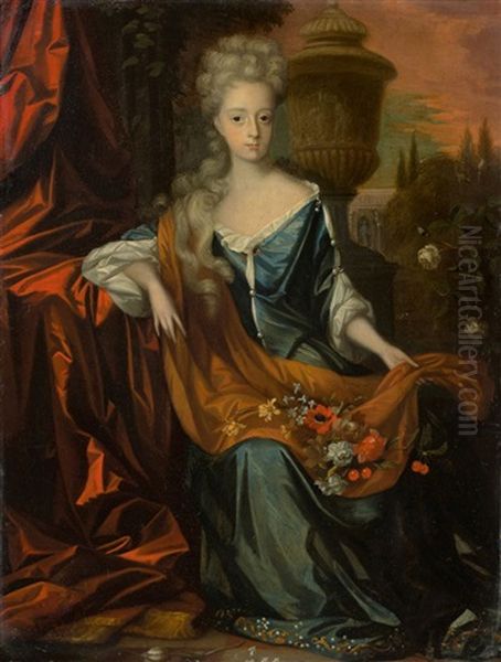 Portrait Of Constantia Hare, Lady Coleraine (died 1726) Oil Painting by Herman Verelst