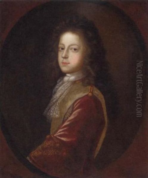 Portrait Of Prince James Francis Edward Stuart, The Old Pretender, In A Jacket And Lace Cravat Oil Painting by Herman Verelst