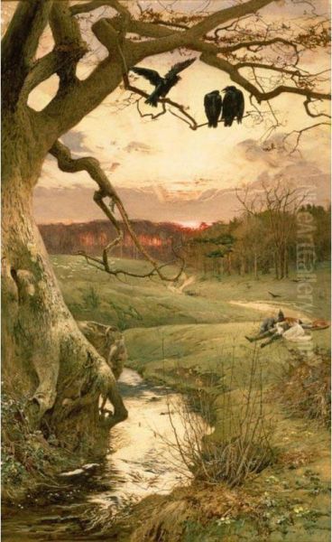 The Three Ravens Oil Painting by Edward Frederick Brewtnall