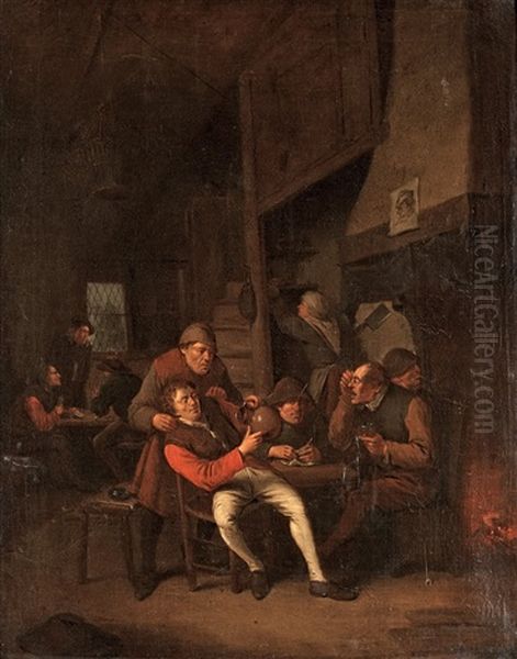 At The Tavern Oil Painting by Pieter Harmensz. Verelst