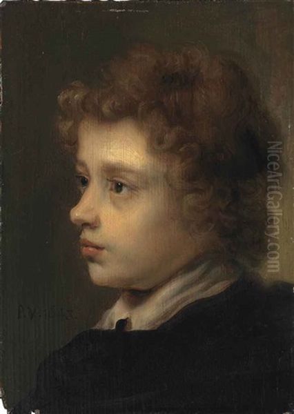 Head Study Of A Young Boy Oil Painting by Pieter Harmensz. Verelst