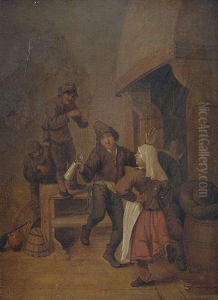 Bauern Vergnugen Sich Im Wirtshaus Oil Painting by Pieter Harmensz. Verelst