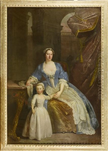 Portrait Of Lady Elisabeth Beckford With Her Son Oil Painting by William Verelst