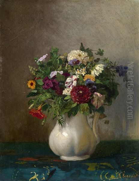 Still Life In A Jug Oil Painting by Vasili Petrovich Vereshchagin