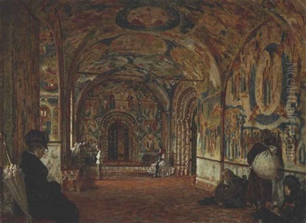 The Portico Of A 17th Century Church In Yaroslavl Oil Painting by Vasili Petrovich Vereshchagin