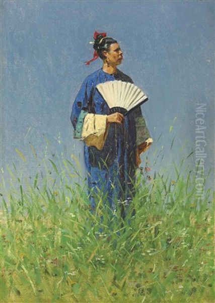 A Chinese Woman Oil Painting by Vasili Petrovich Vereshchagin