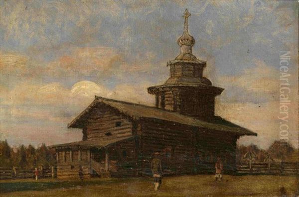 Russian Church Oil Painting by Vasili Petrovich Vereshchagin