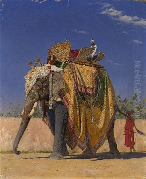 Royal Elephant (from The Indian Series) Oil Painting by Vasili Petrovich Vereshchagin