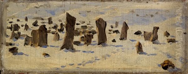 Winter Landscape Oil Painting by Vasili Petrovich Vereshchagin