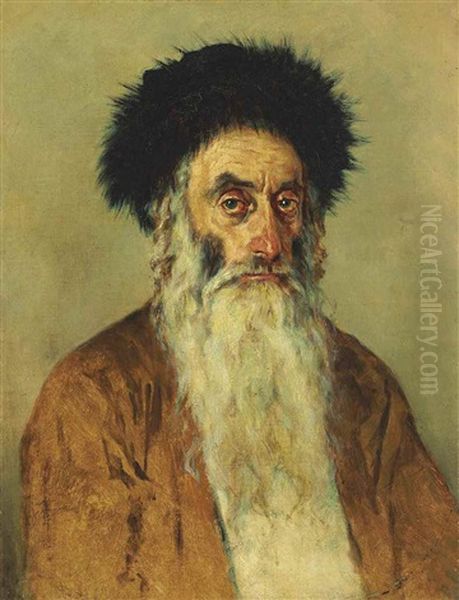 A Rabbi Oil Painting by Vasili Vasilievich Vereshchagin