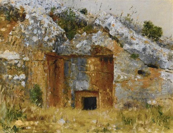 One Of The Old Jewish Tombs Near Jerusalem Oil Painting by Vasili Vasilievich Vereshchagin