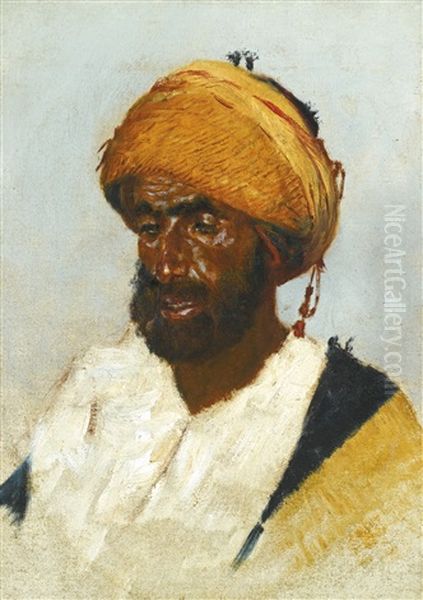 Portrait Of An Arab Oil Painting by Vasili Vasilievich Vereshchagin