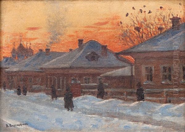 Russian Winter During Twilight Oil Painting by Vasili Vasilievich Vereshchagin