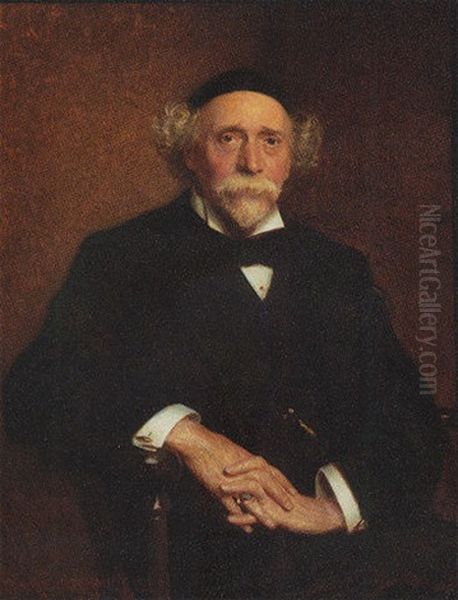 Portrait Of T. H. Worral Esq. In A Black Suit And Bow-tie Oil Painting by Daniel A. Veresmith