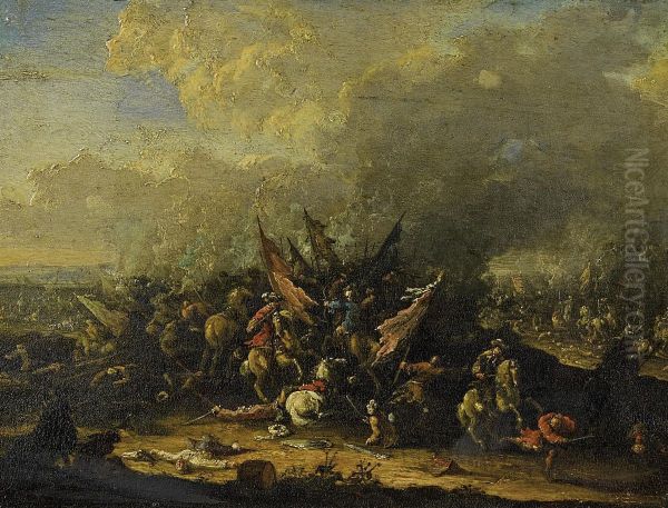 Battle Scene Oil Painting by Karel Van Breydel (Le Chevalier)