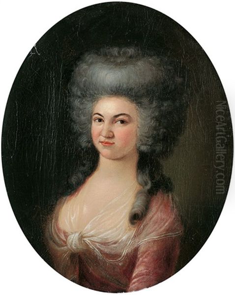 Bildnis Einer Dame In Rosafarbenem Kleid Und Fichu Oil Painting by Johann Jakob Christian Verflassen